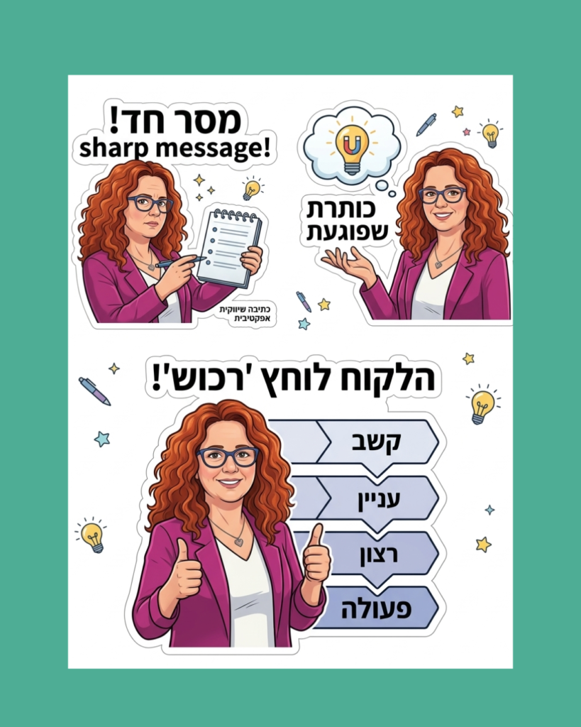 "אני לא אוהבת לכתוב הנעה לפעולה בתוכן שלי, זה מכירתי מידי ולא נעים לי למכור".